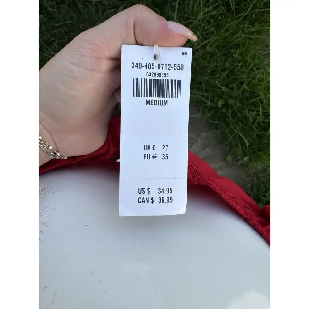 Hollister Off the Shoulder Short Sleeve Crop Top Red Size M